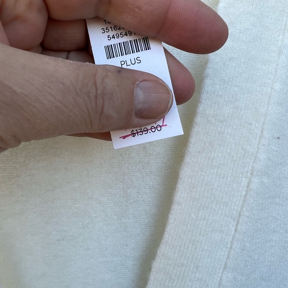 NWT Talbots Cozy & Festive Cream Jeweled Buttons V-Neck Long Cardigan Pockets - Picture 7 of 7